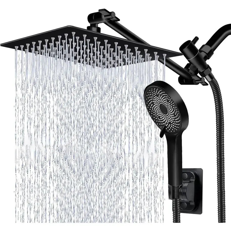 10 Inch High Pressure Rain Shower Head with Handheld Spray Combo, Adjustable Dual Rainfall Shower Head