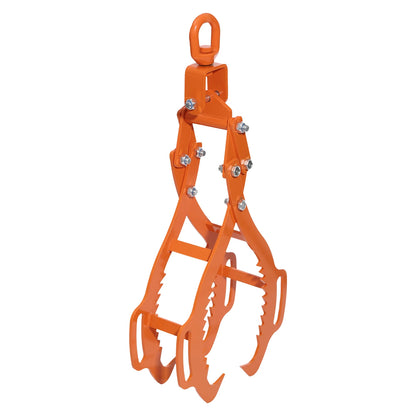 4 Claw Log-Lifting Tong Professional Log Skidding Tong Orange Steel Non-slip Jaw for Forestry Ranching Construction