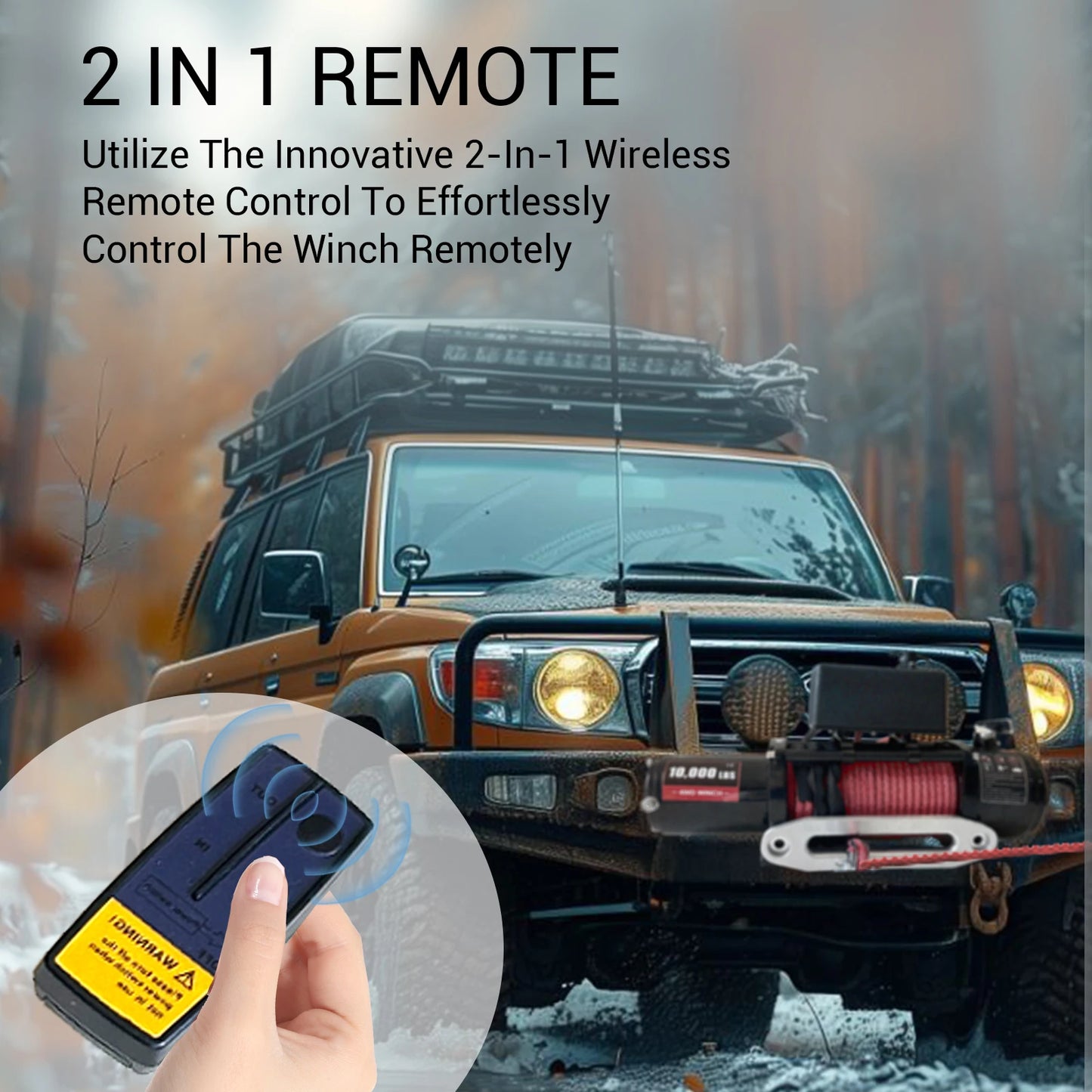 10000lbs 12V Power Electric Winch, IP67 85ft Red Synthetic Rope Truck Winch with Wireless Remote for Towing UTV Off Road Vehicle