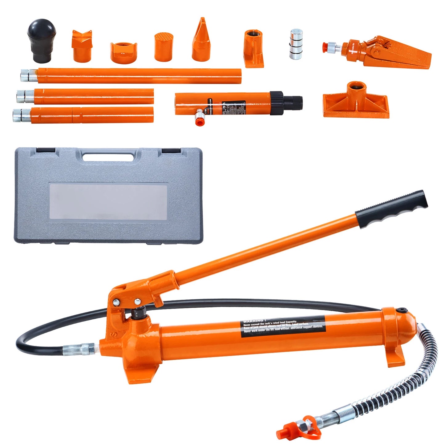 10/12T Porta Power Kit Portable Hydraulic Jack with 4.6 ft/1.4 m Oil Hose Auto Body Frame Repair Kit with Storage Case