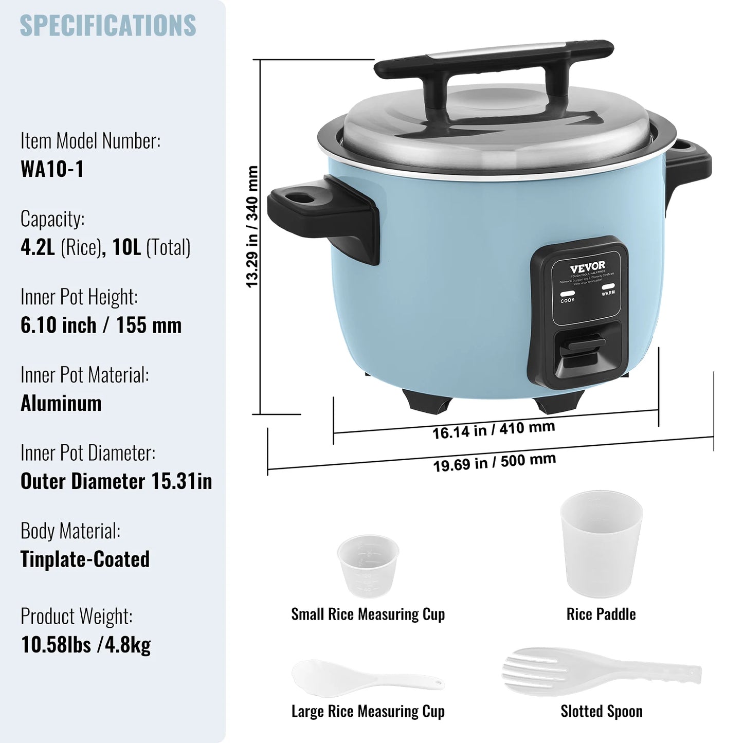 Rice Fast Cooker 40-Cup Rice Cooker 8.45 Qt / 8 Liter capacity and Warmer with Nonstick Inner Pot