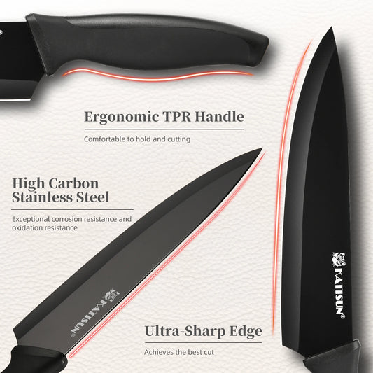 15 Pieces Carbon Steel Kitchen Knife Block Set