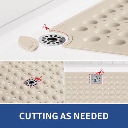 Extra Large Shower Mat 47x 32, TPE Non Slip Shower Mat for Shower Stall, Inside Walk in Shower Mats with Drain Holes Suction Cup