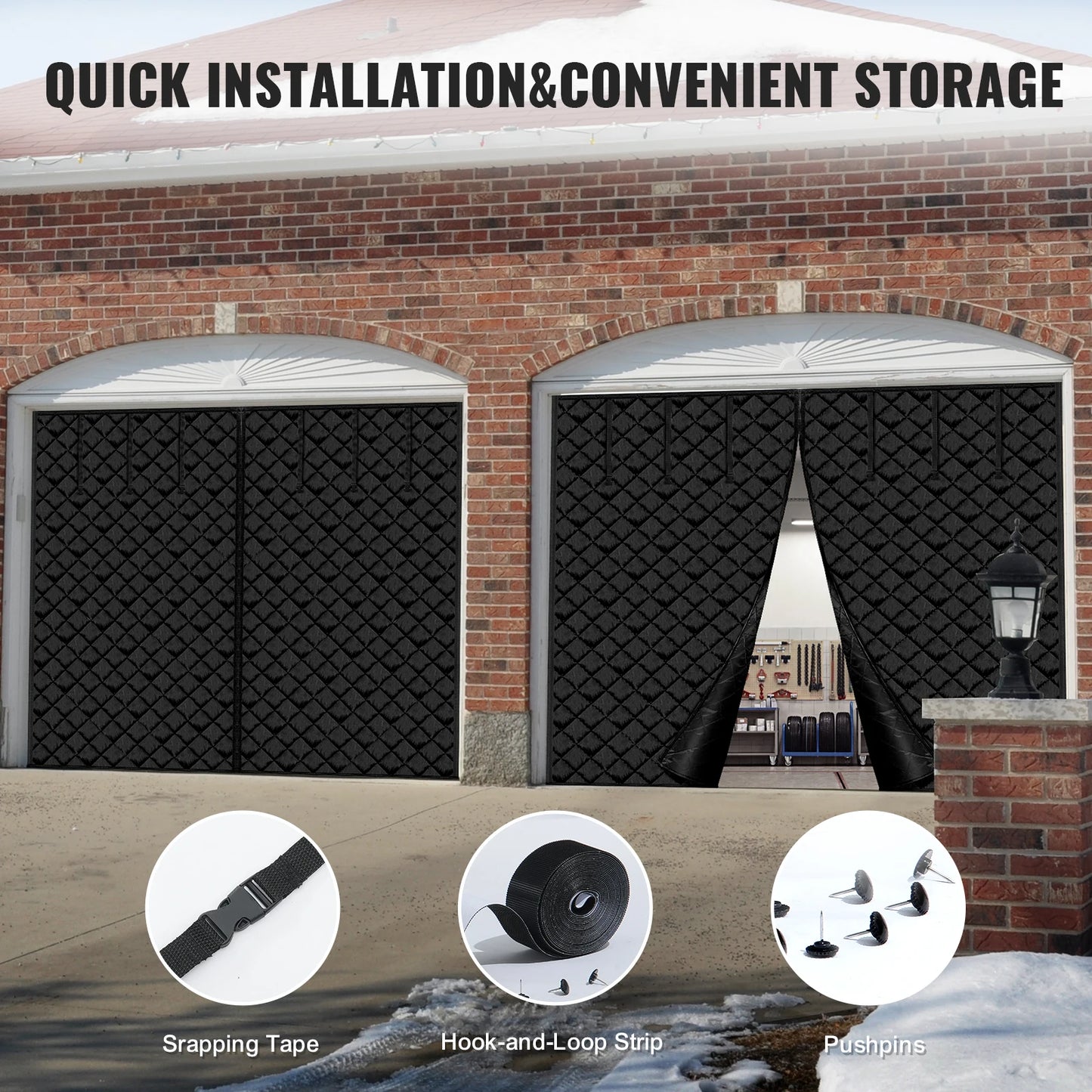 Garage Door Screen for Winter Garage Door Insulation Kit Magnetic Thermal Insulated Door Curtain with 300DOxford Fabric