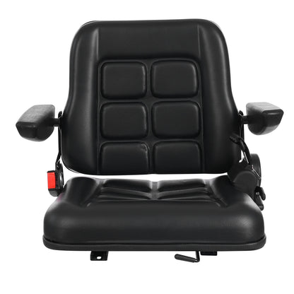 Forklift Seat with Safety Belt and Armrest Tractor Excavator Seat Capacity100kg  Adjustable Angle 35-180°