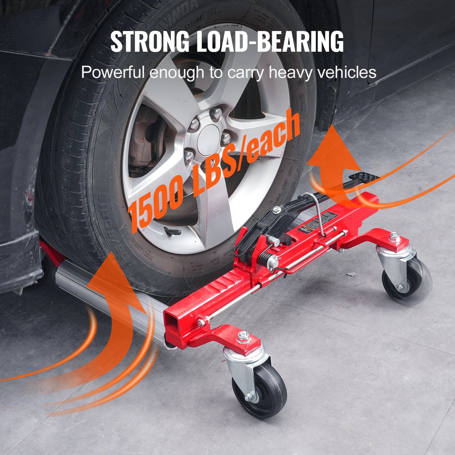 Wheel Dolly Heavy Duty Vehicle Positioning Ratchet Tire Jack Max Capacity 1500 Lbs Car Dolly for Car Auto Repair Moving