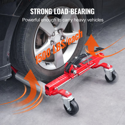 Wheel Dolly Heavy Duty Vehicle Positioning Ratchet Tire Jack Max Capacity 1500 Lbs Car Dolly for Car Auto Repair Moving