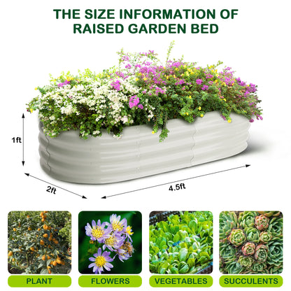2 Pcs 4.5x2x1ft Oval Raised Garden Bed, Galvanized Raised Beds,Open-Ended Base Metal Raised Planter Beds,Garden Bed Outdoor
