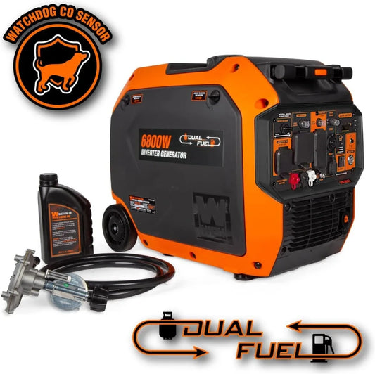 6800W Dual Fuel Portable Inverter Generator with CO Shutdown, Electric Start, RV Ready for EV Backup