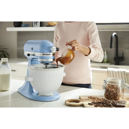 Ice Cream Maker Attachment for Stand Mixer 2 Quart KSMICM White