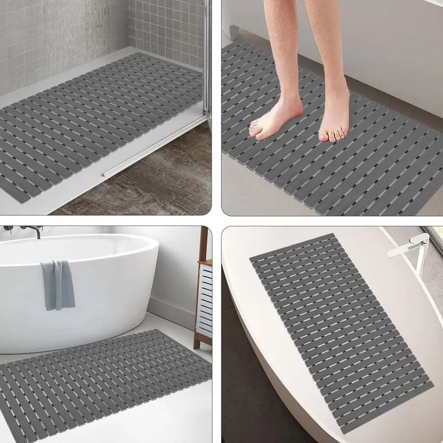 Bathtub Mat Non Slip, Shower Mat for Inside Shower, Suction Cups Design and Drain Holes, 37.5 X 15.7 Inch, Bathroom Essentials S