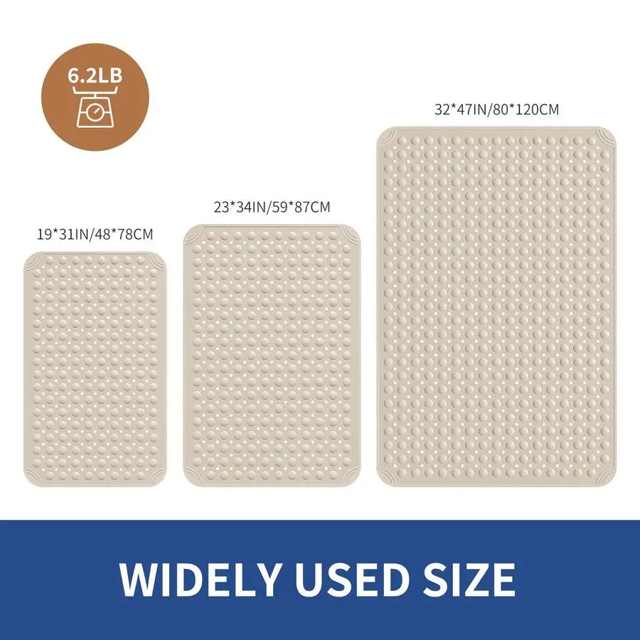 Extra Large Shower Mat 47x 32, TPE Non Slip Shower Mat for Shower Stall, Inside Walk in Shower Mats with Drain Holes Suction Cup