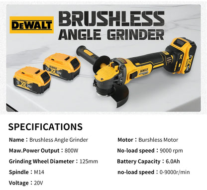 DEWALT DCG409 20V Brushless 125mm Flat - Head Angle Grinder - Unrivaled Freedom in Tool Form for All Cutting & Grinding Tasks