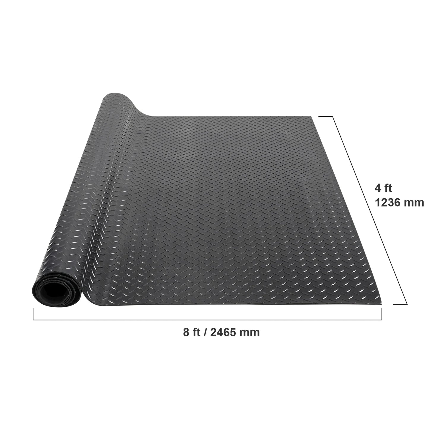 Diamond-Plate Rubber Flooring Roll 4 x 6/8/10/15 ft SBR Rubber Garage Floor Mat Easy to Clean for Under Cars Garage Gym