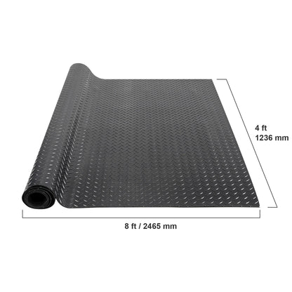 Diamond-Plate Rubber Flooring Roll 4 x 6/8/10/15 ft SBR Rubber Garage Floor Mat Easy to Clean for Under Cars Garage Gym