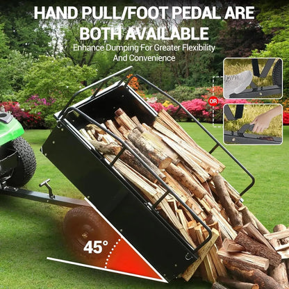 Heavy Duty ATV Trailer 750LBS Capacity Dump Cart With Removable Railing For Tractor Lawn Mower UTV