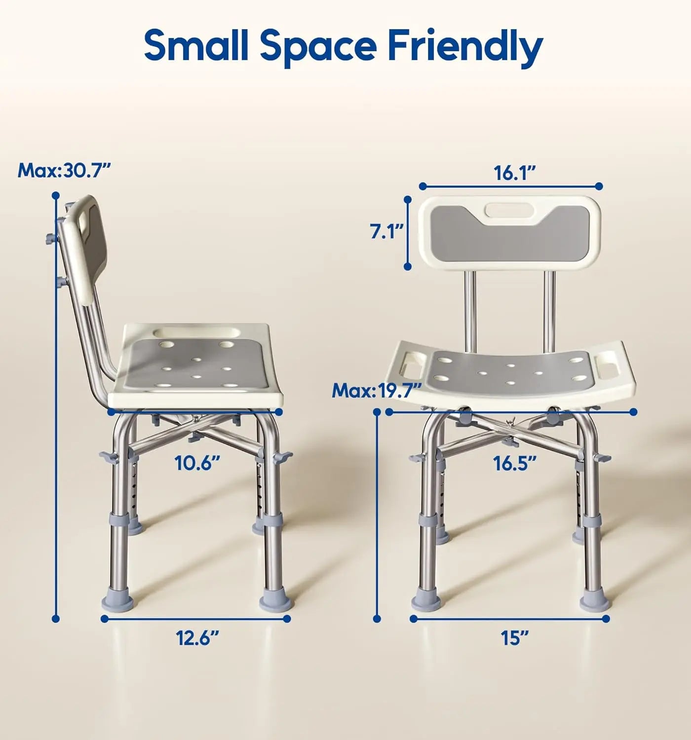 Adjustable Shower Chair with Back for Elderly & Disabled, 350 lbs Capacity, FSA/HSA Eligible