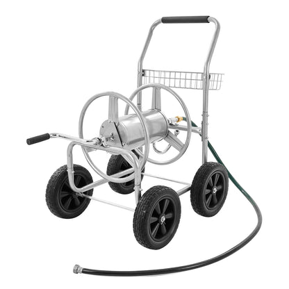 Water Hose Cart with 4 Wheels, Powder-coated Steel