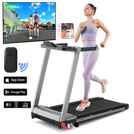 Foldable Treadmill with Incline 3.5 HP, 350 LBS Capacity, Touch Screen, App Data Monitoring