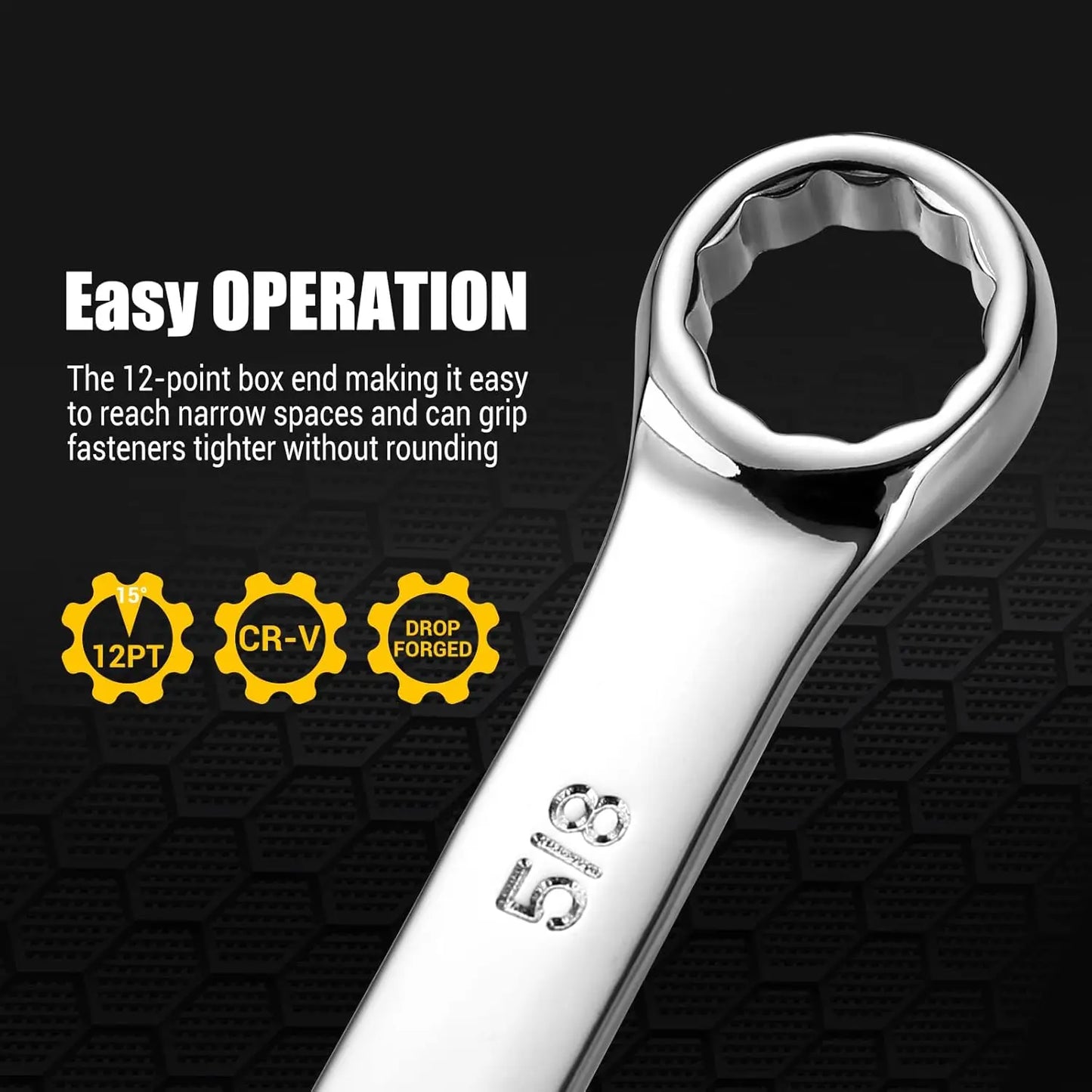 Combination Wrench Set, SAE & Metric,  1/4'' to 1'' & 8-22mm, 12-Point, Chrome Vanadium Steel, with Plastic Tray