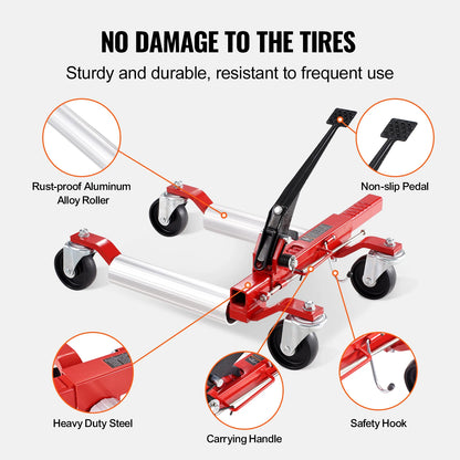 Wheel Dolly Heavy Duty Vehicle Positioning Ratchet Tire Jack Max Capacity 1500 Lbs Car Dolly for Car Auto Repair Moving