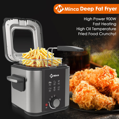 1.5L Electric Deep Fryer with Viewing Window, Adjustable Temp, Removable Basket, Stainless Steel Body & Cool-Touch Handle