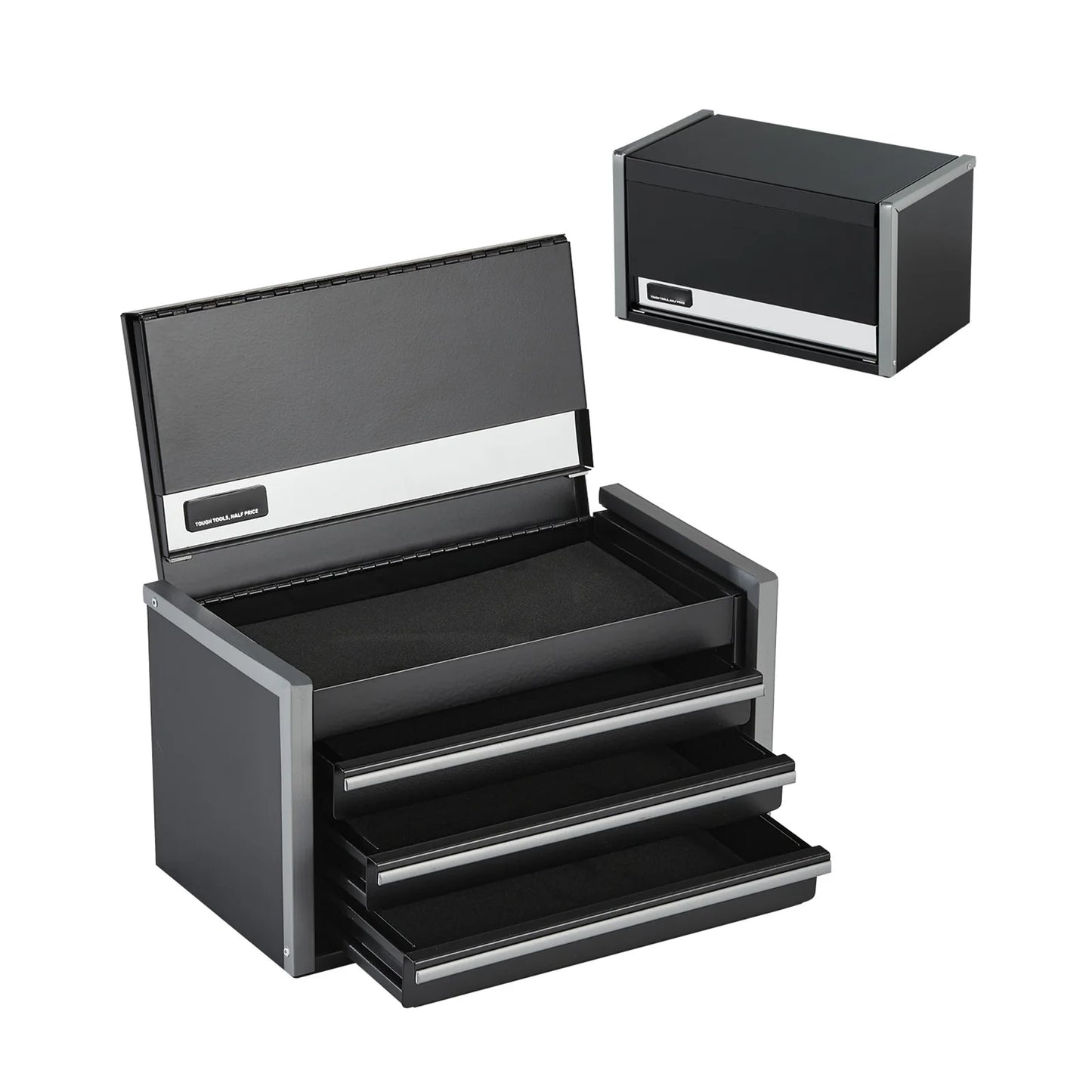 8.6in 3 Drawers Metal Tool Box Portable Tools Chest with Feet Pads & Ball Bearing Powder Coated Tool Storage for Garage