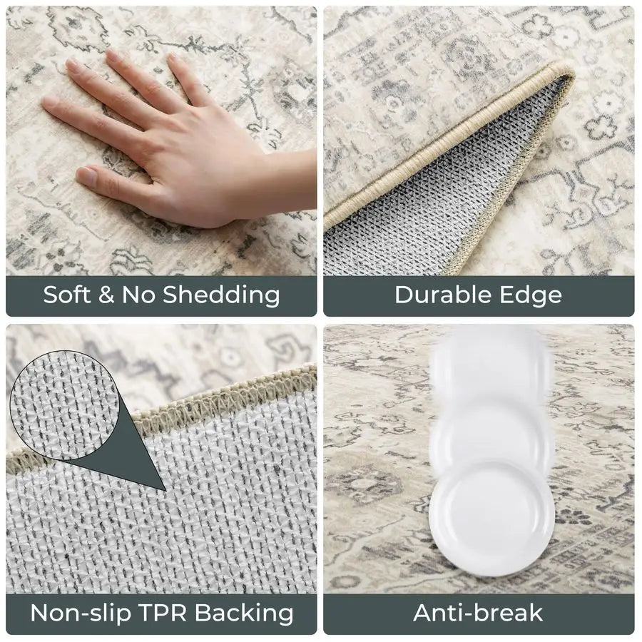 Set of 3 Non Slip Washable Faux Wool Kitchen Mats, Thick Soft Comfort