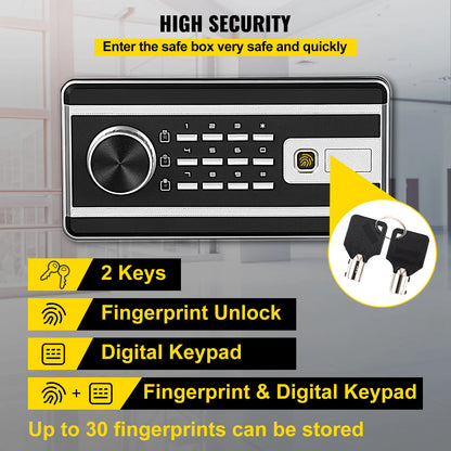 Fingerprint Locks Safe Deposit Box 0.8/1.7/2.1 Cubic Feet Digital Electronic Secret Hidden Piggy Bank for Money Guns