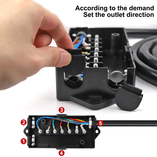 8FT 7Way Trailer Plug Inline Trailer Cord Socket Plug Connector Adaptor Waterproof Trailer Wiring Harness 7Pin Trailer Connector