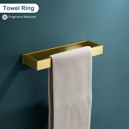 Towel Bar & Holder Set, Modern Gold Bathroom Stainless Steel, Wall Mounted
