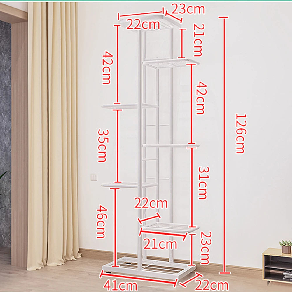 Plant Stand Indoor Outdoor, 7 Tier 8 Potted Metal Flower Shelf For Multiple Plants