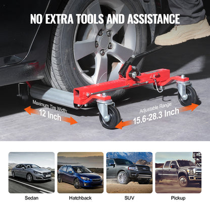Wheel Dolly Heavy Duty Vehicle Positioning Ratchet Tire Jack Max Capacity 1500 Lbs Car Dolly for Car Auto Repair Moving