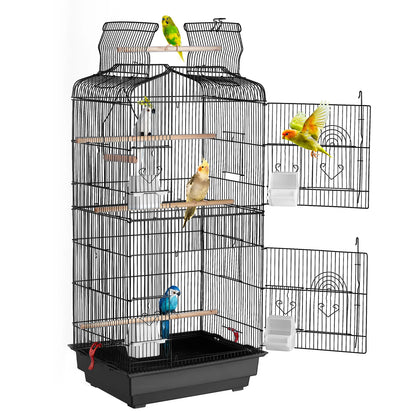 Open Top Large Parrot Bird Cage Hanging Bird Cage for Kinds of Birds Travel Pet Flight Birdcage with Swing and Perch