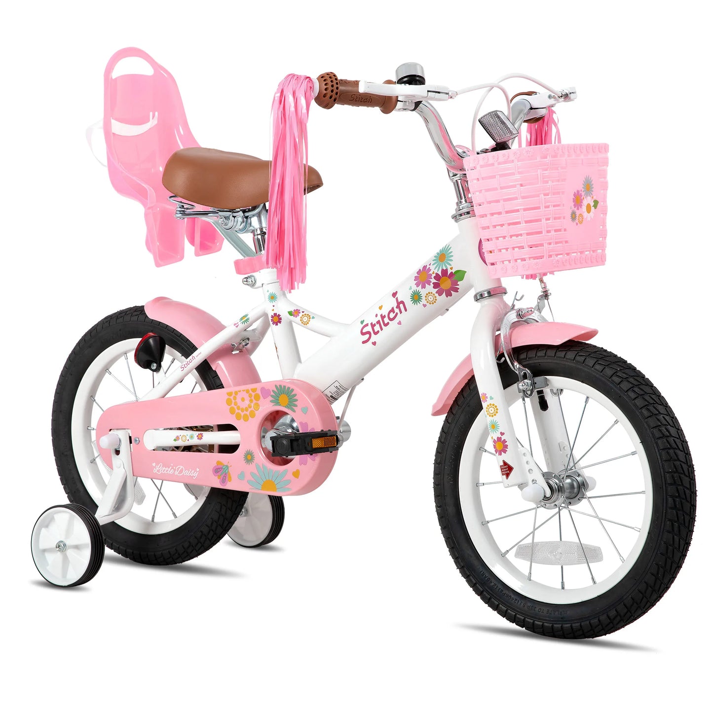 Kids Bike for Ages 2-7 Years 12 14 16 Inch Girls Bikes with Doll Seat & Streamers, Boys Bike with Flag & Plate