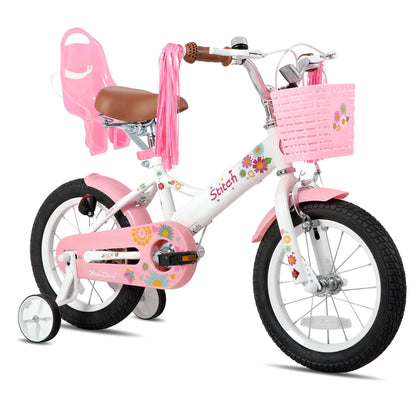 Kids Bike for Ages 2-7 Years 12 14 16 Inch Girls Bikes with Doll Seat & Streamers, Boys Bike with Flag & Plate
