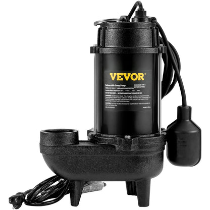 Submersible Sewage Pump 3/4 HP 5880 GPH 1050W Durable Cast Iron, 10 ft Piggy-back Float Switch for Septic Tanks, Basements
