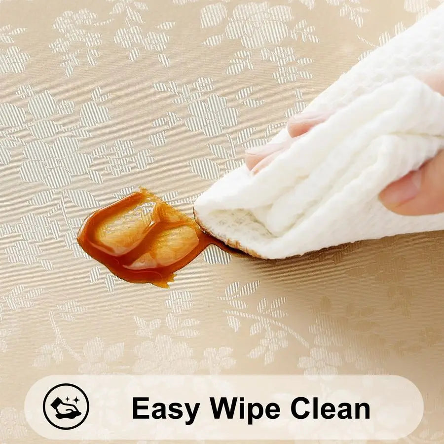 Rectangle, Waterproof Heavy Duty Vinyl Tablecloth, Wipeable Washable Table Cover for Kitchen and Dining Room, Beige,