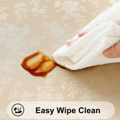 Rectangle, Waterproof Heavy Duty Vinyl Tablecloth, Wipeable Washable Table Cover for Kitchen and Dining Room, Beige,