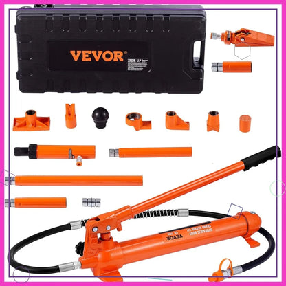 10 Ton Hydraulic Porta Power Kit with Pump, Ram, 4.6 ft Hose, Storage Case for Auto Repair, Garage, Heavy Equipment