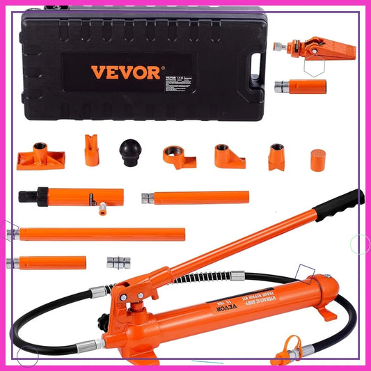 10 Ton Hydraulic Porta Power Kit with Pump, Ram, 4.6 ft Hose, Storage Case for Auto Repair, Garage, Heavy Equipment