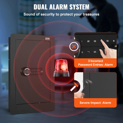 Tall Wall Safe 3/4-Tier Hidden Wall Safe w/ Keypad Q235 Cold-Rolled Steel In Wall Safe for Money Jewelry Passport Home