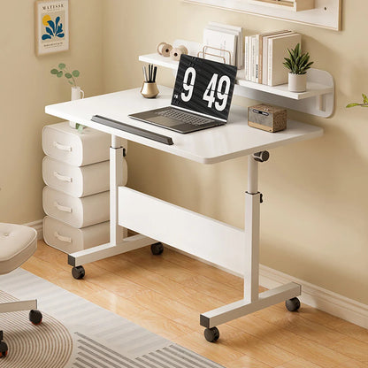 Small Standing Rable Adjustable Height Mobile Stand Up Desk With Wheels, Home Office Computer Workstations, 80x40cm Tabletop