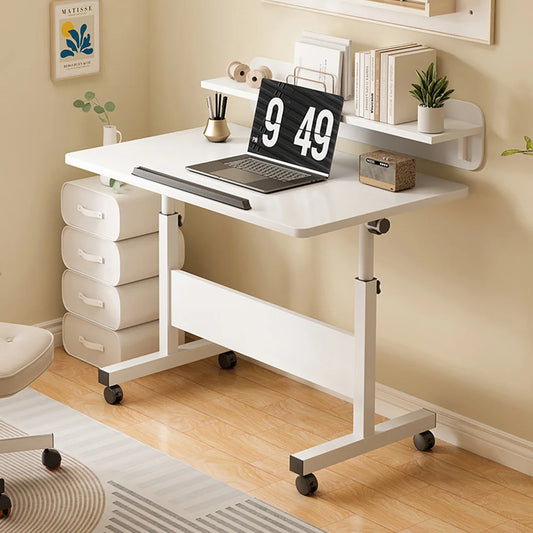 Small Standing Rable Adjustable Height Mobile Stand Up Desk With Wheels, Home Office Computer Workstations, 80x40cm Tabletop