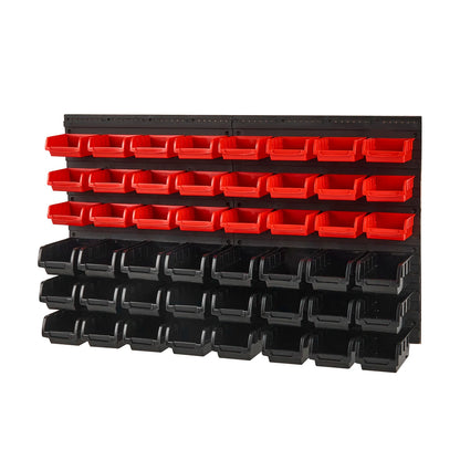 48pcs Parts Storage Bins Wall Mounted Garage Containers with Wall Panels Tool Organizer for Nuts Bolts Screws Nails