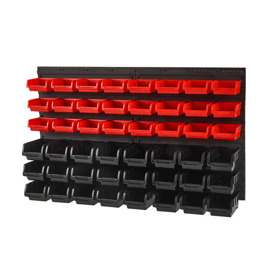 48pcs Parts Storage Bins Wall Mounted Garage Containers with Wall Panels Tool Organizer for Nuts Bolts Screws Nails