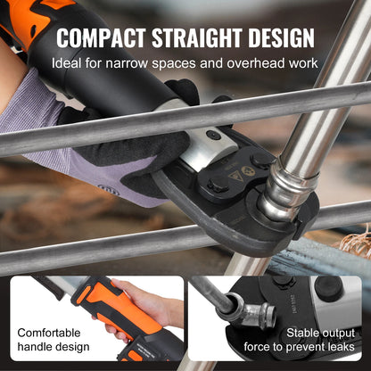 Pro Press Tool and Battery Kit Electric Pipe Crimping Tool with V15 V22 V28 Jaws Press Tool Kit with 2pcs 2.0Ah Battery