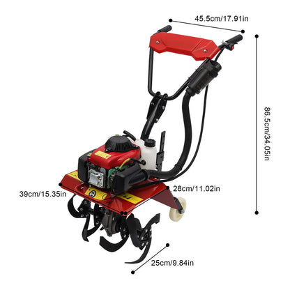 63cc 4-Stroke Gas Power Mini Tiller Cultivator Clearance Walk Behind