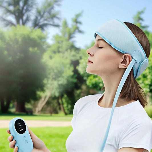 USB Powered Migraine Relief Cap - Head & Eye Massager with Compression & Heating Functions, Stress Relief & Sleep Aid, Adjusta