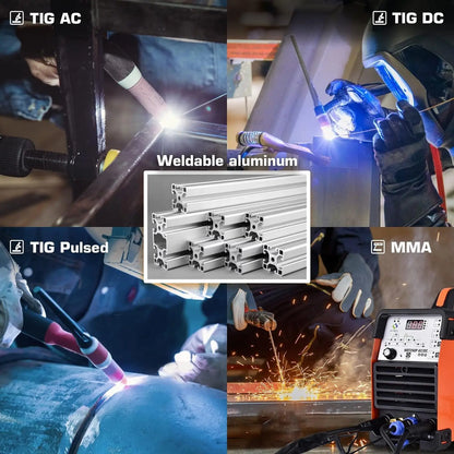 AC/DC Aluminium Tig Welding Machine HBT250P HF TIG/MMA ARC Stick Welder with Pulse Argon Welding IGBT Inverter 2T/4T